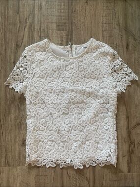 *2 for $20* White Floral Lace Short Sleeve Blouse